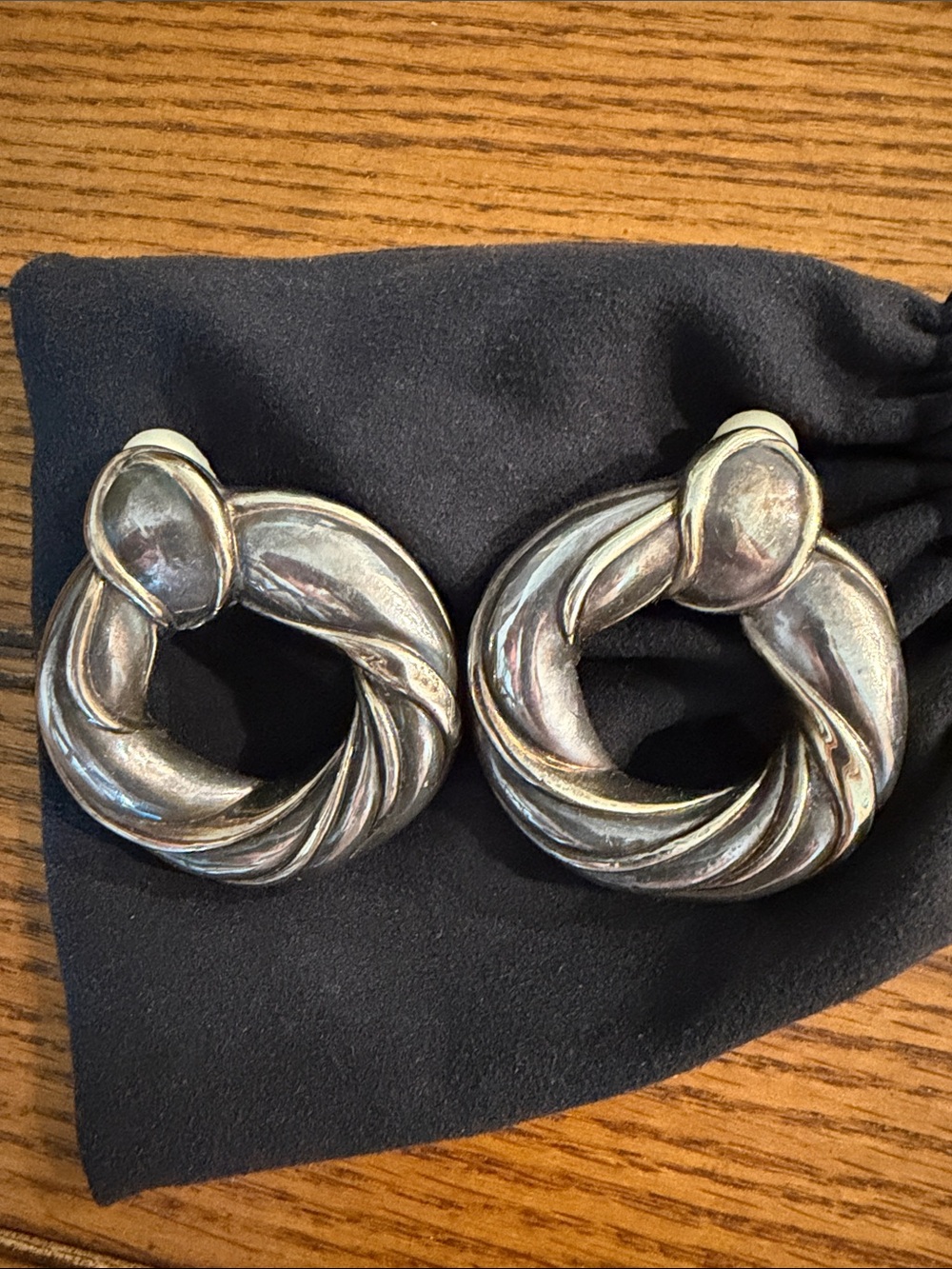Twisted Hoop Clip-On Earrings in Silver Tone - Women Jewelry